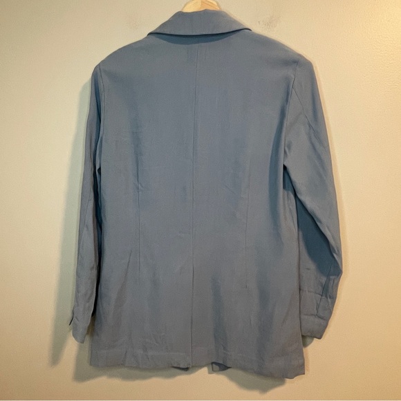 OPEN EDIT Unstructured Blazer in Blue Chambray Size XXS - Picture 3 of 7